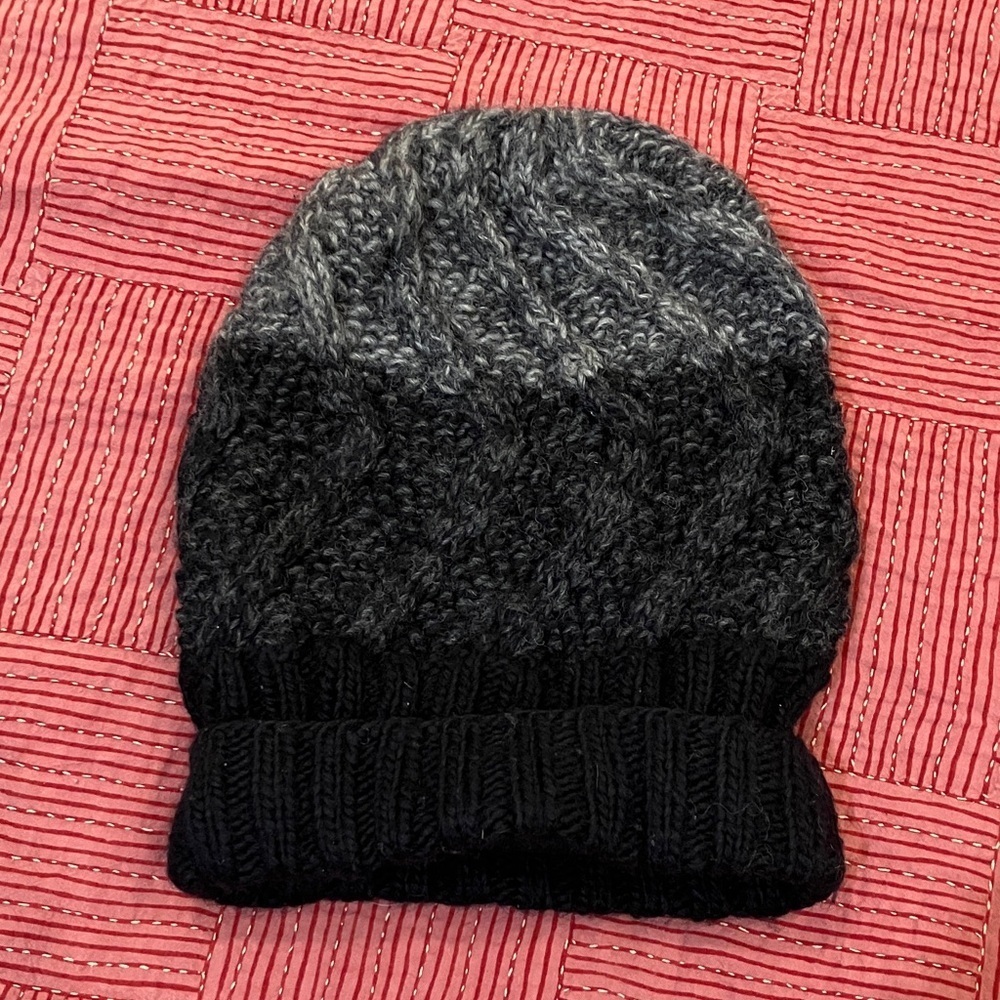 Wool oversized slouch hat / Men's Black & Gray Knit Beanie